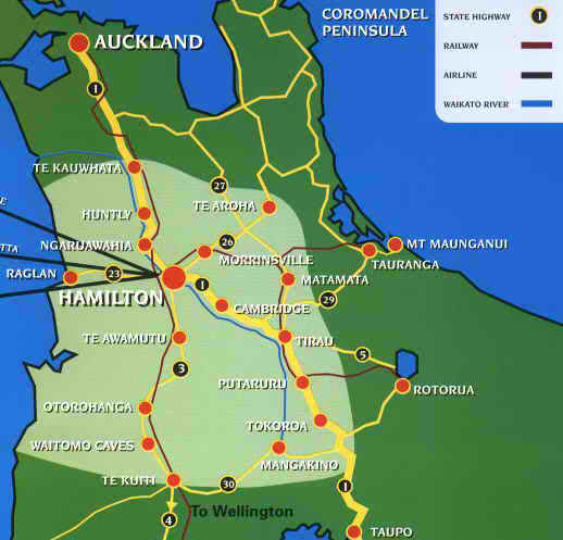 Map of the Waikato