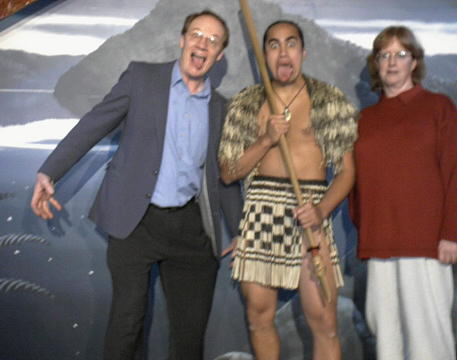 Ron and Moira with Maori - Ahh!