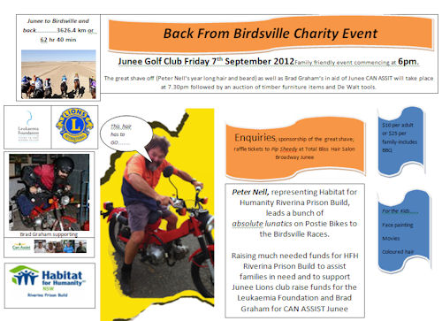 advert for back from Birdsville charity event 07-08-2012