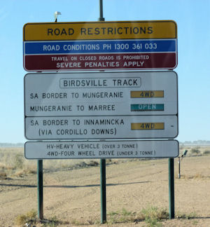 birdsville track road sign