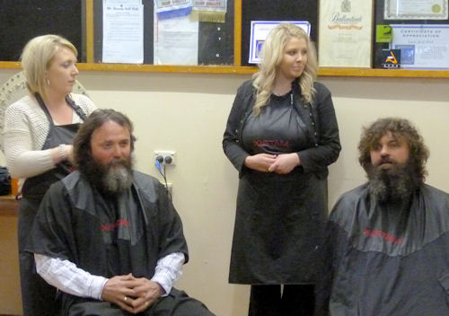 peter nell and brad graham before the fundraiser haircut
